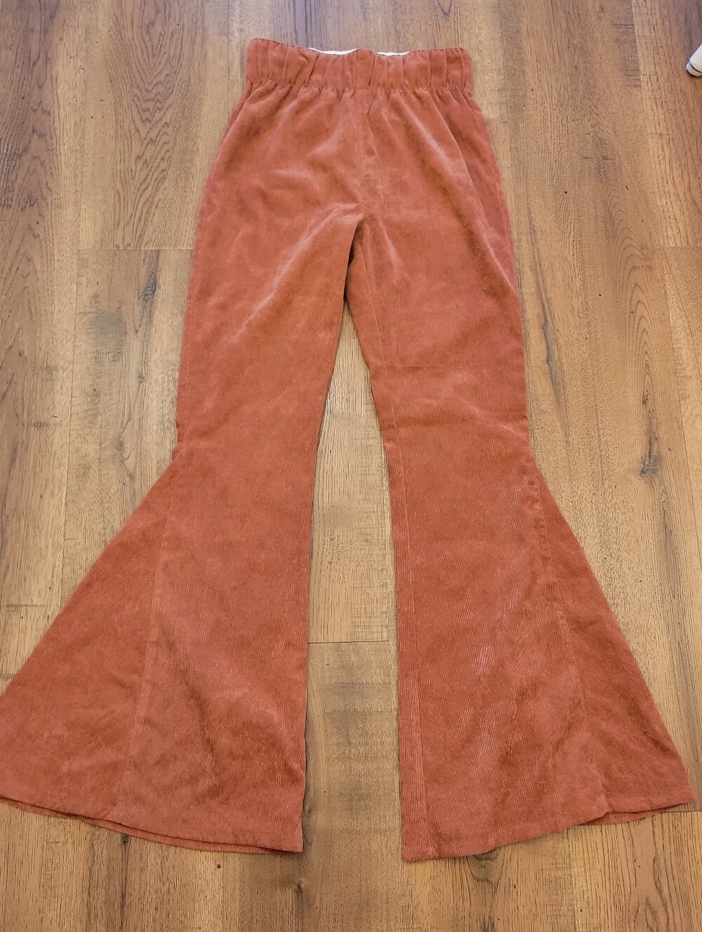 Bohemian Corduroy Like Bell-Bottom Pants - Rust/mauve